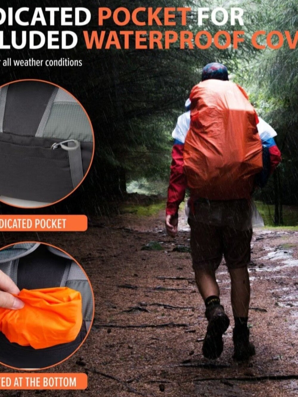 OutdoorMaster Hiking Travel Backpack 45L - w/Waterproof Cover - Purple - Picture 4 of 8